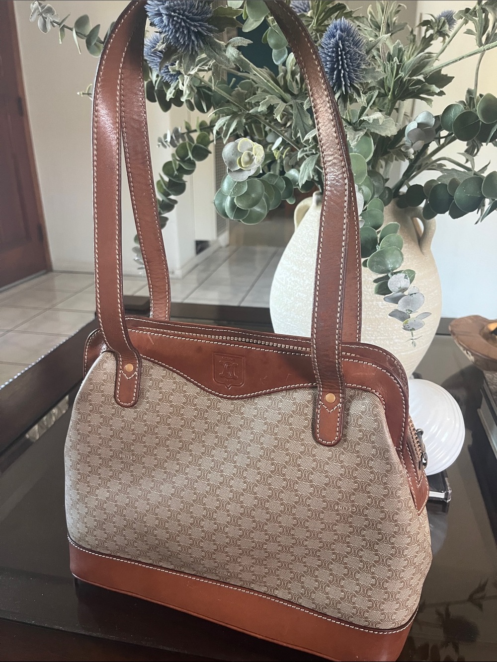 CELINE Leather-Trim Tote Bag - Women